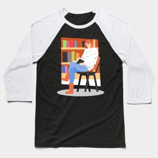 Girl in the Library. Reading Book Baseball T-Shirt